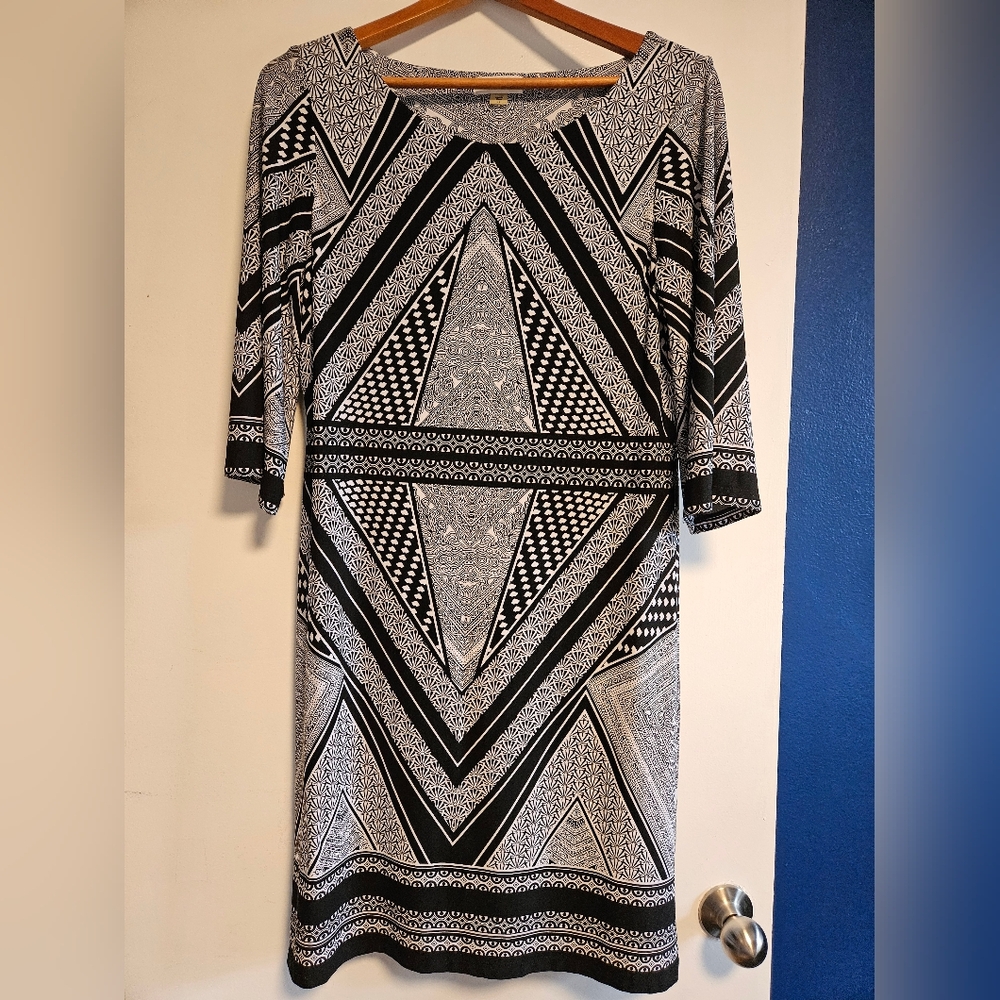 Calvin Klein geometric dress black white sz 12